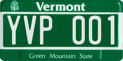 VT license plate YVP001
