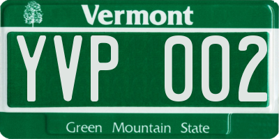 VT license plate YVP002