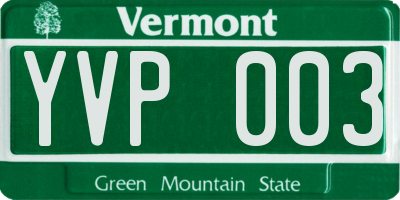 VT license plate YVP003