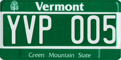 VT license plate YVP005