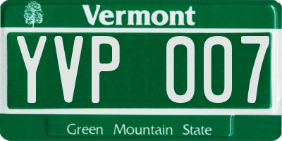 VT license plate YVP007