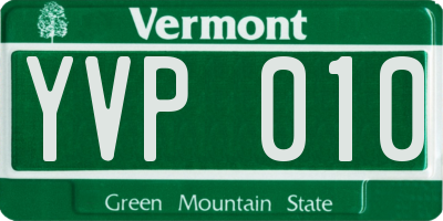 VT license plate YVP010