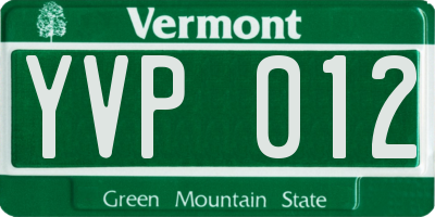 VT license plate YVP012