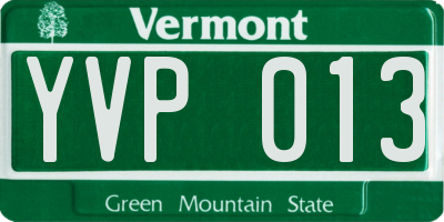 VT license plate YVP013