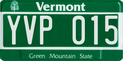 VT license plate YVP015