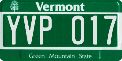 VT license plate YVP017