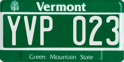 VT license plate YVP023