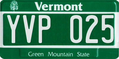 VT license plate YVP025