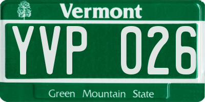 VT license plate YVP026
