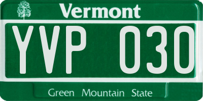 VT license plate YVP030