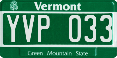 VT license plate YVP033