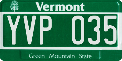 VT license plate YVP035