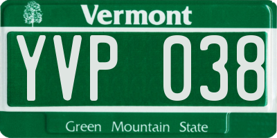 VT license plate YVP038