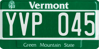 VT license plate YVP045