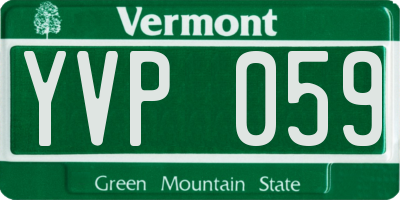 VT license plate YVP059