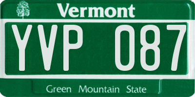 VT license plate YVP087