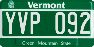 VT license plate YVP092