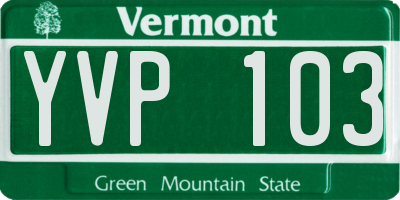VT license plate YVP103