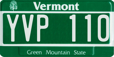 VT license plate YVP110