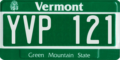 VT license plate YVP121