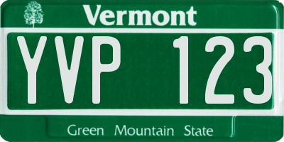 VT license plate YVP123