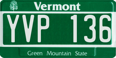 VT license plate YVP136