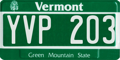 VT license plate YVP203
