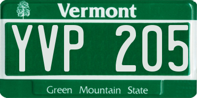 VT license plate YVP205