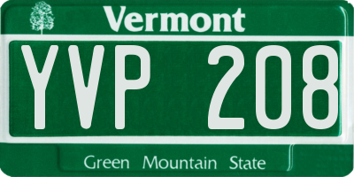VT license plate YVP208