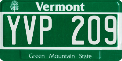 VT license plate YVP209