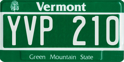VT license plate YVP210
