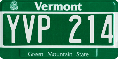 VT license plate YVP214