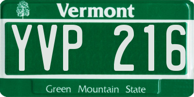 VT license plate YVP216