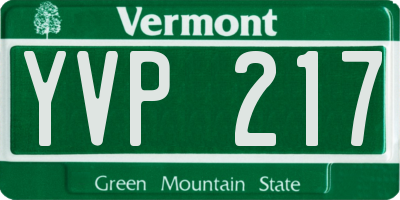 VT license plate YVP217