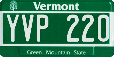 VT license plate YVP220