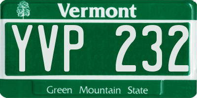 VT license plate YVP232