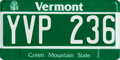 VT license plate YVP236