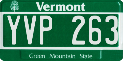 VT license plate YVP263