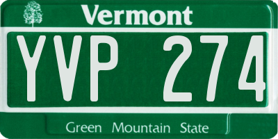 VT license plate YVP274
