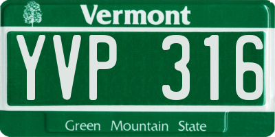 VT license plate YVP316