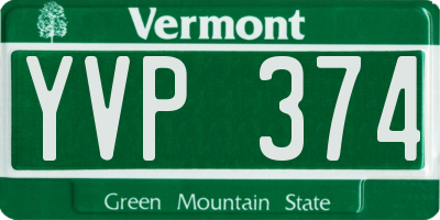 VT license plate YVP374