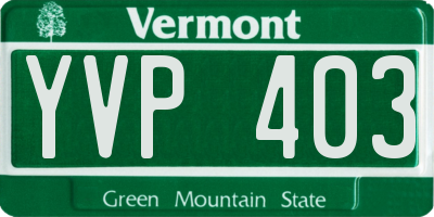 VT license plate YVP403