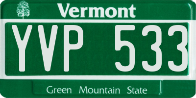 VT license plate YVP533