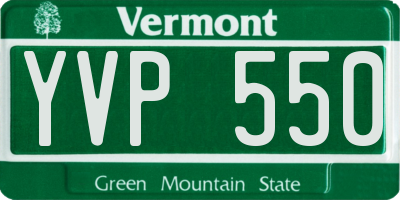 VT license plate YVP550