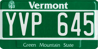 VT license plate YVP645