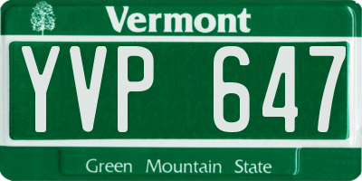VT license plate YVP647