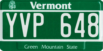 VT license plate YVP648