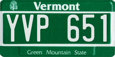 VT license plate YVP651