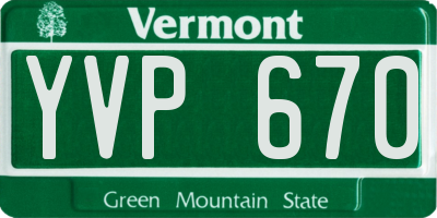 VT license plate YVP670