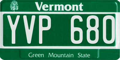 VT license plate YVP680